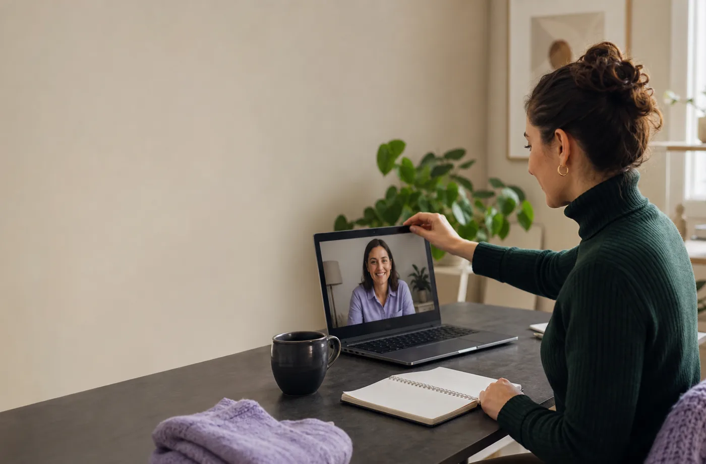 Distributed hiring team running a remote interview from a home office