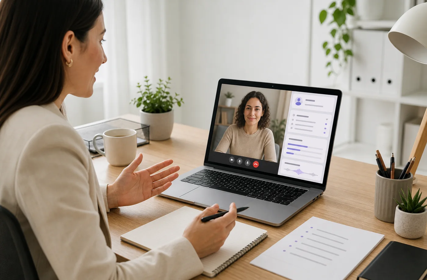 Recruiter conducting a structured video screening interview